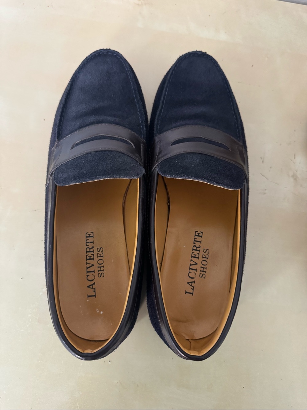 Lacyverte Men's Navy Suede Penny Loafers